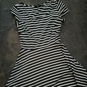Black and White Striped Skater Dress